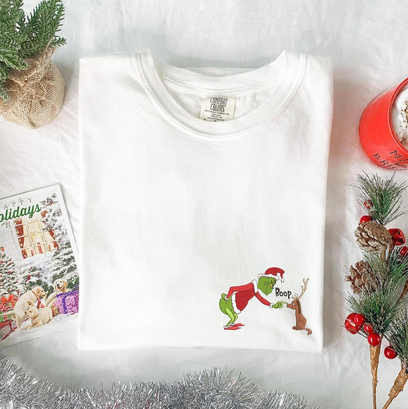 Grinch Dog Max Christmas Embroidered Shirt Comfort Colors Shirt Merry Grinchmas The Grinch Embroidery Shirt Christmas Dog Lover Shirt