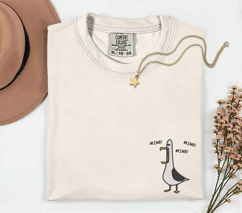 Seagull Embroidery Comfort Colors Shirt Funny Bird Embroidery Shirt Disneyland Disney World Epcot Disney Valentine Couple Matching Shirts