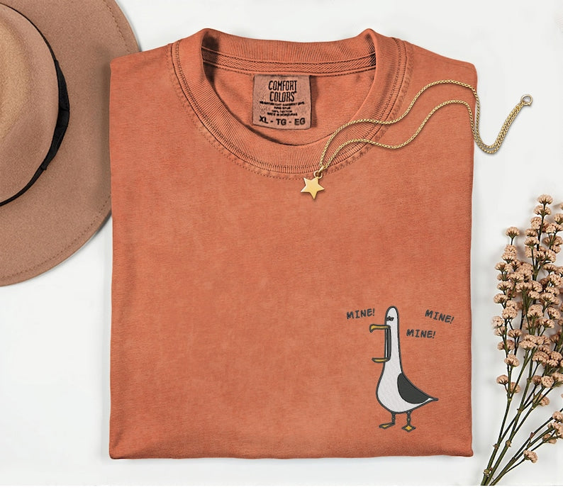 Seagull Embroidery Comfort Colors Shirt Funny Bird Embroidery Shirt Disneyland Disney World Epcot Disney Valentine Couple Matching Shirts