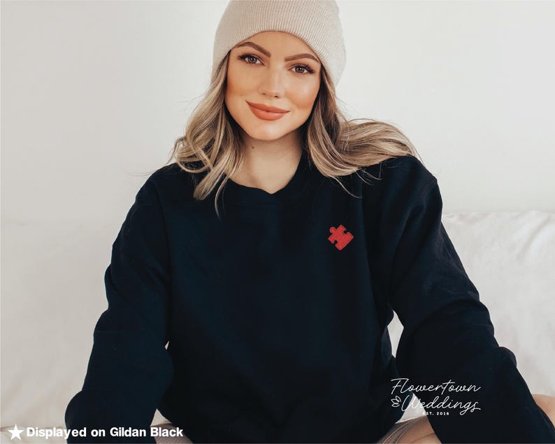 Personalized Heart and Puzzle Piece Hoodie - Custom Initial Embroidered Sweatshirt - Valentines Gift - Gift For Couples - Anniversary Gift