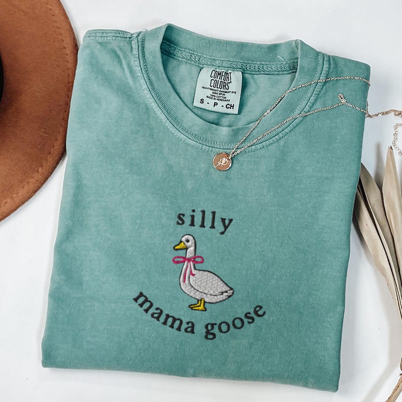 EMBROIDERED Silly Goose Mom and Dad Shirts, Matching Silly Mama Goose and Silly Dada Goose Comfort Colors Tshirt, Coquette Goose, New Moms