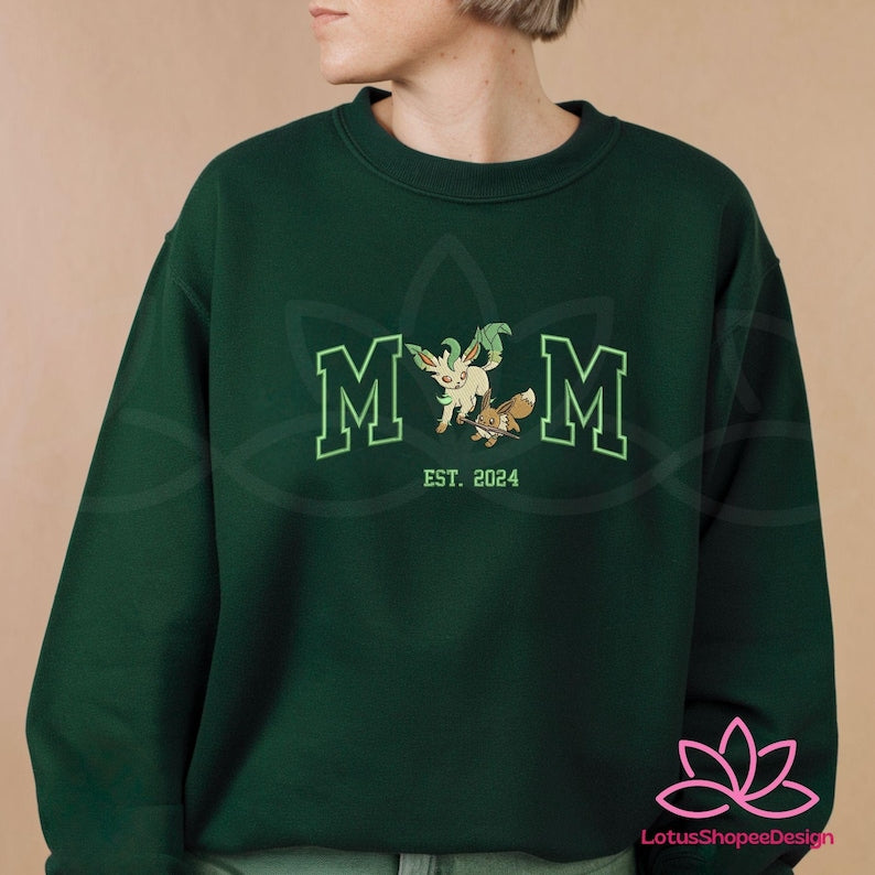 Custom PokaMom Embroidered Shirt, Persionalized Anime Characters Sweatshirt, Anime Mother's Day Gift, Birthday Gift For Mom, Pocket Beast