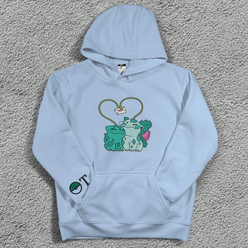Bulbasaur Embroidered Sweatshirt Personalized Hoodie Custom Embroidery Kawaii Bulbasaur Shirt Funny Couple Sweater Bulbasaur Gift