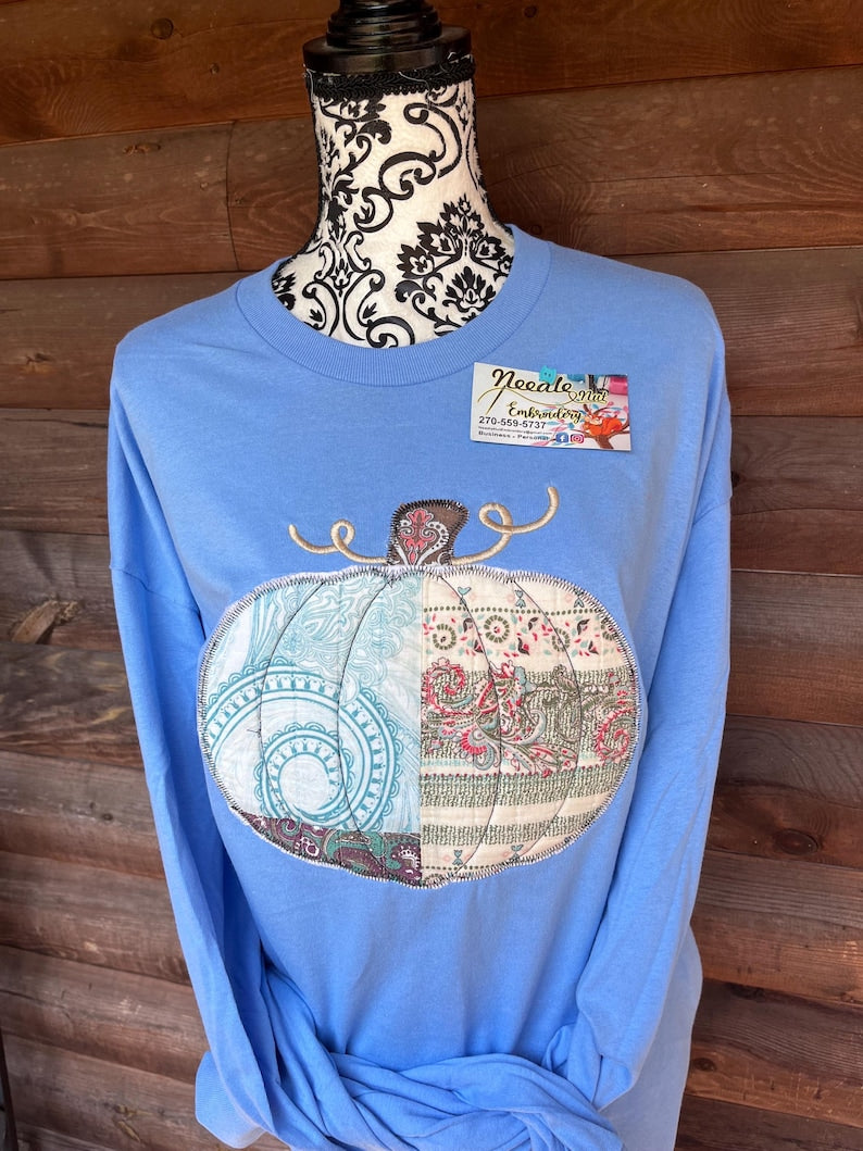 Granny’s Quilt pumpkin Embroidered Shirt