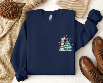 Embroidered Snowman Stacking Christmas Tree Shirt, Embroidered Snowman, Christmas Sweatshirt, Merry Christmas, Merry And Bright, Snowman