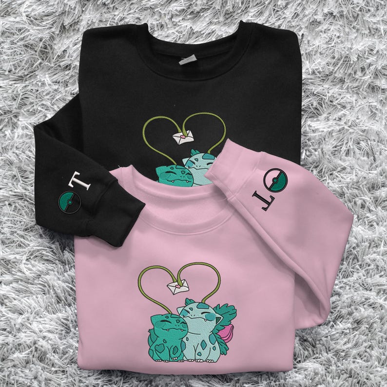 Bulbasaur Embroidered Sweatshirt Personalized Hoodie Custom Embroidery Kawaii Bulbasaur Shirt Funny Couple Sweater Bulbasaur Gift