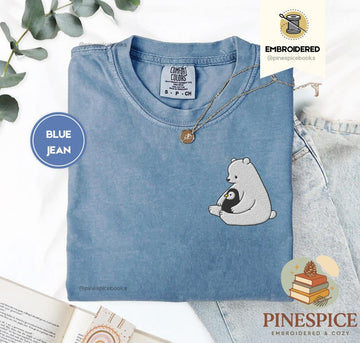 Polar Bear and Penguin Shirt, Cute Embroidered Winter Tee, Comfort Colors 1717, Cozy Holiday Gift, Whimsical Animal Shirt, Winter T-Shirt