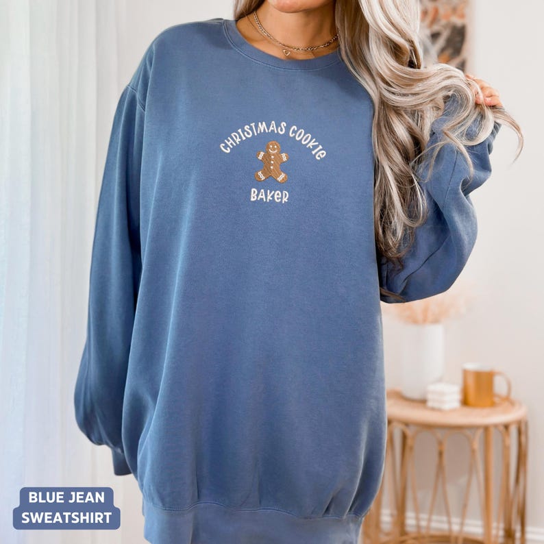 EMBROIDERED Christmas Cookie Baker Comfort Colors® Shirt, Christmas Gingerbread Cookie T-Shirt, Embroidery Christmas Tee, Xmas Holiday Gift