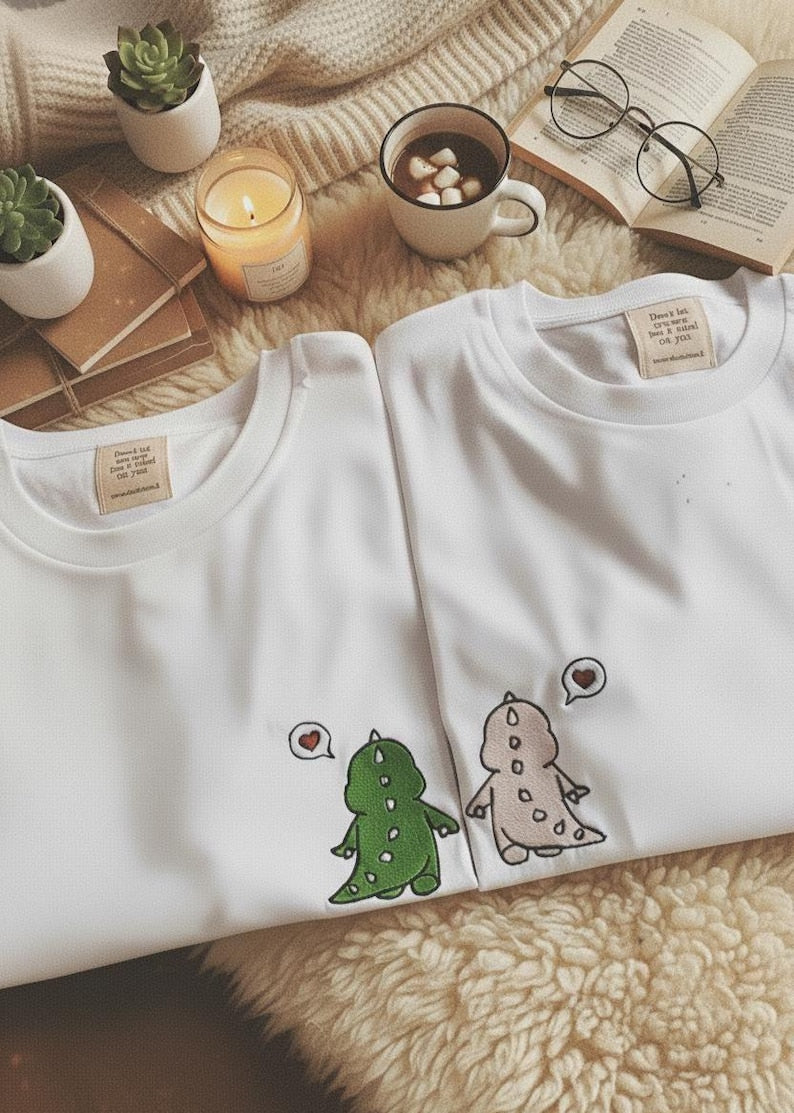 Matching t-shirts with dinosaurs Cute dinosaur shirts for couples gift for best friends matching Christmas gift Matching gift for family