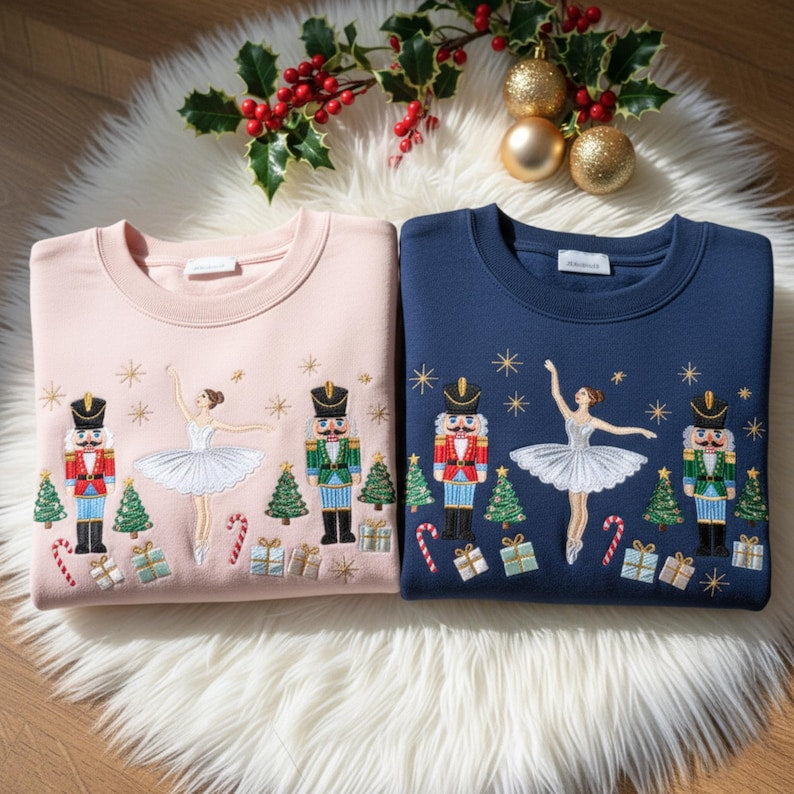 Embroidered Nutcracker Sweatshirt, Christmas Nutcracker Shirt, Christmas Sweatshirt, Nutcracker Ballet Shirt, Christmas Party Sweater
