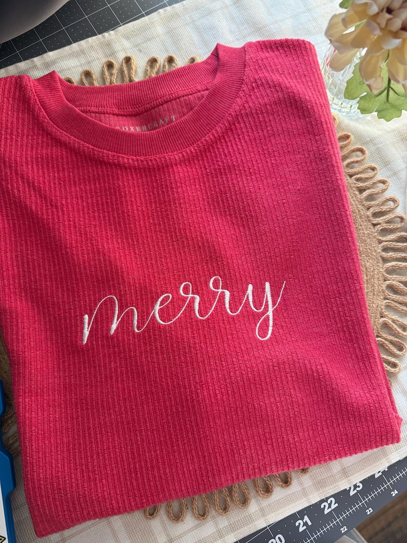 Custom Embroidered Waffle Knit Corded Crewneck Sweatshirt