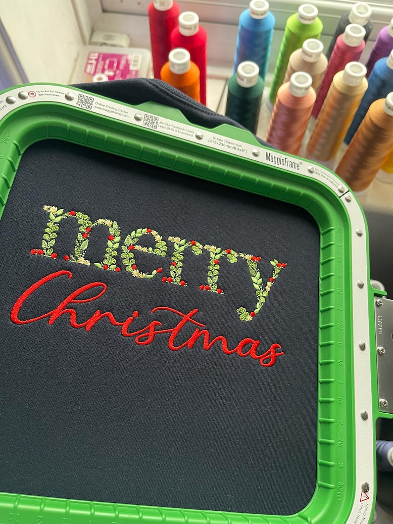 Embroidered Merry Christmas sweatshirt, Merry Christmas, Xmas sweatshirt, Embroidered Christmas Crewneck Sweatshirt Christmas Floral Sweater