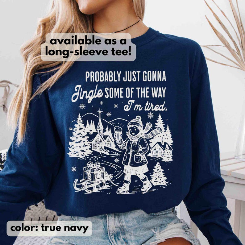 Funny Christmas Shirt, Comfort Colors Probably Just Gonna Jingle Tired Tee, Holiday Saying Shirt Cute Christmas Gift for Women Coworker Gift