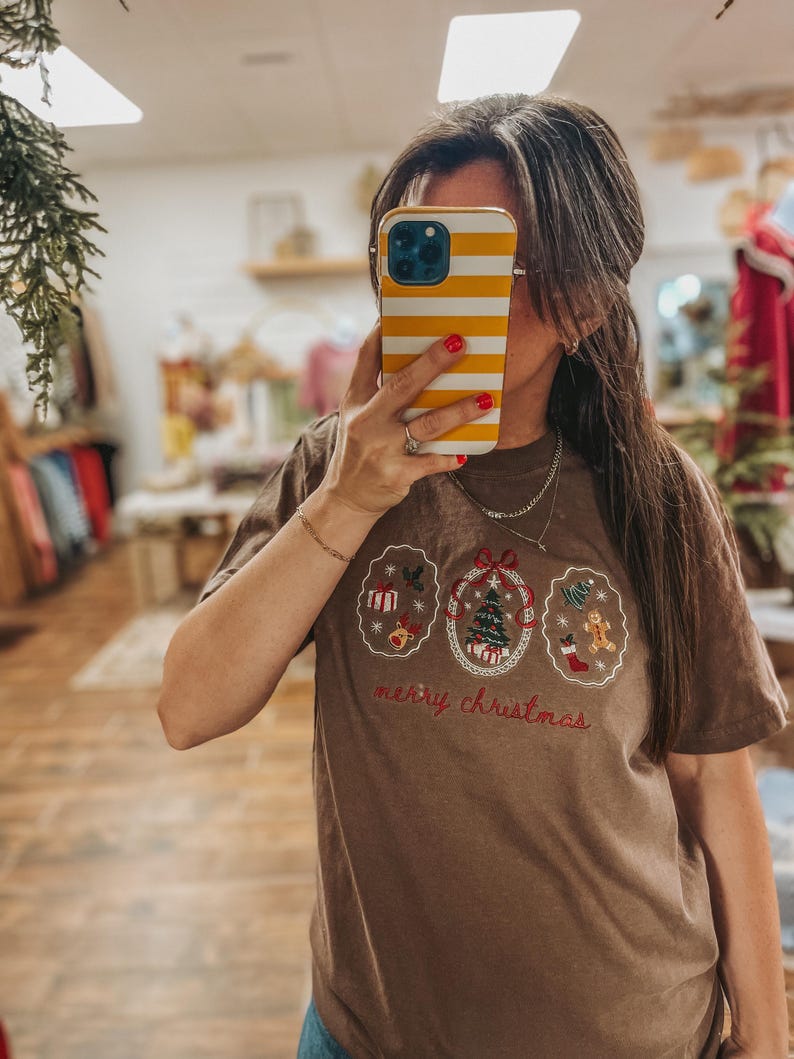 Embroidered Coquette Christmas Comfort Colors Tee: Holiday T-Shirt