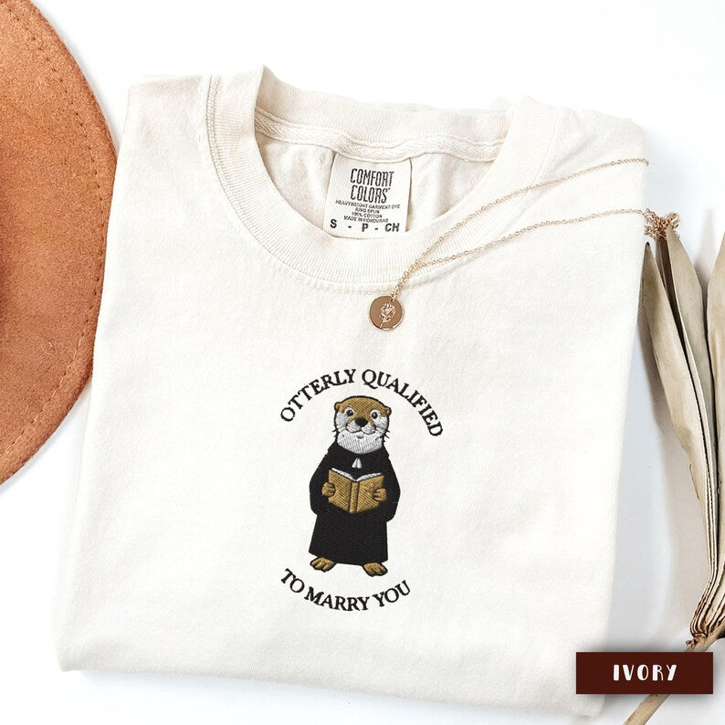 Embroidered Wedding Officiant Otter Shirt, Comfort Colors® Officiant Gift, Officiant Thank You Gifts, Marriage Organizer Minister Tshirt