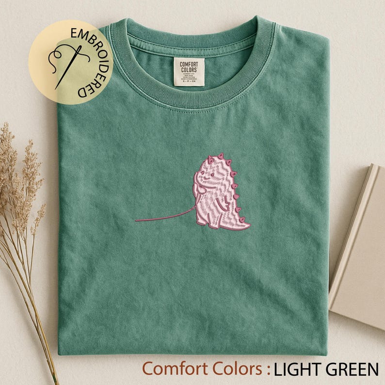 Dino Couple Embroidered T-shirt - Matching Valentine Shirt - Kawaii Love Gift