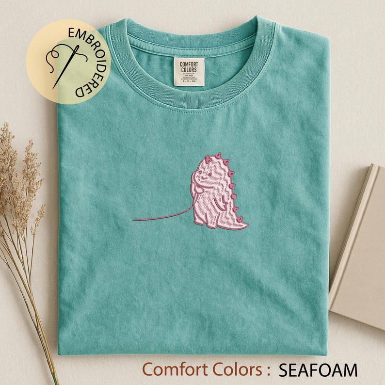 Dino Couple Embroidered T-shirt - Matching Valentine Shirt - Kawaii Love Gift