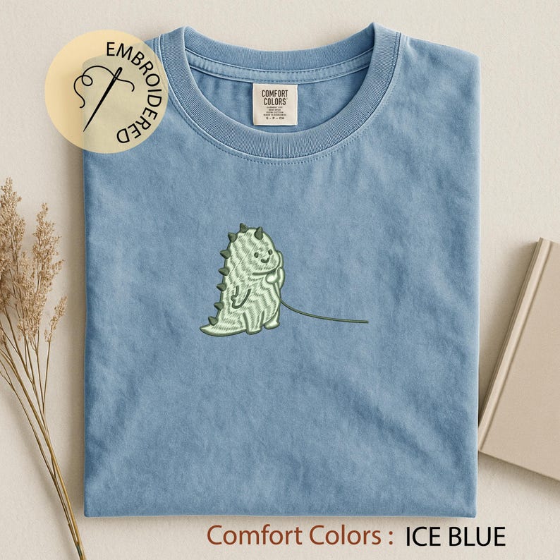 Dino Couple Embroidered T-shirt - Matching Valentine Shirt - Kawaii Love Gift