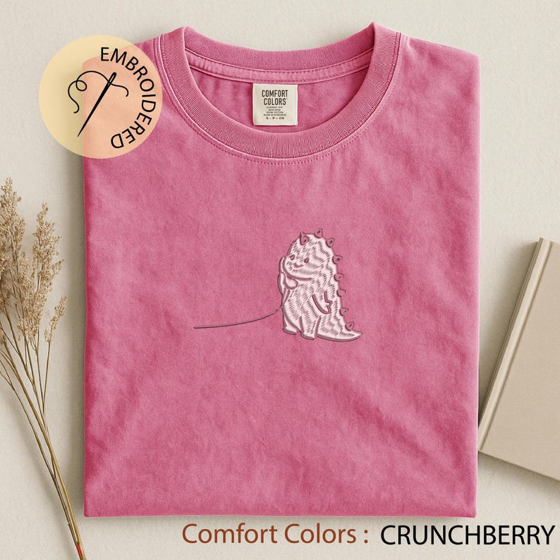 Dino Couple Embroidered T-shirt - Matching Valentine Shirt - Kawaii Love Gift