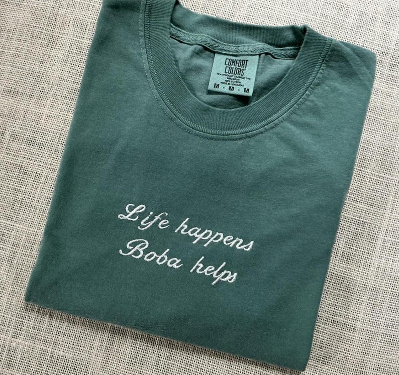 Custom Embroidered T-Shirt Personalized Text Shirt Custom Tee with Small Text Holiday Shirt Couples Matching Gift