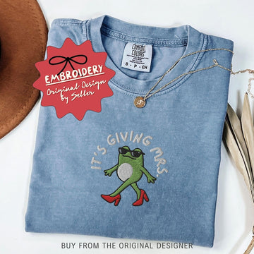 Embroidered Frog Bride Comfort Colors Shirt, Funny Gift for Bride - B-12-Center