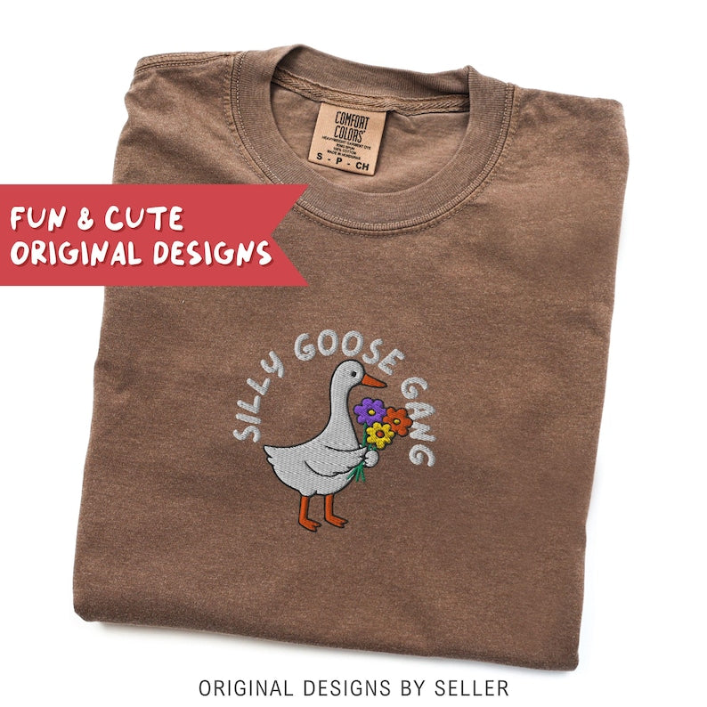 Embroidered Funny Bridesmaid Silly Goose Comfort Colors Shirt - B-18-Center