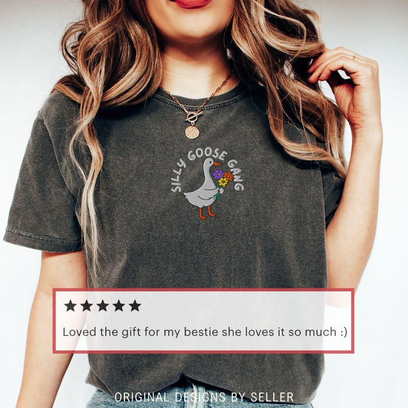 Embroidered Funny Bridesmaid Silly Goose Comfort Colors Shirt - B-18-Center