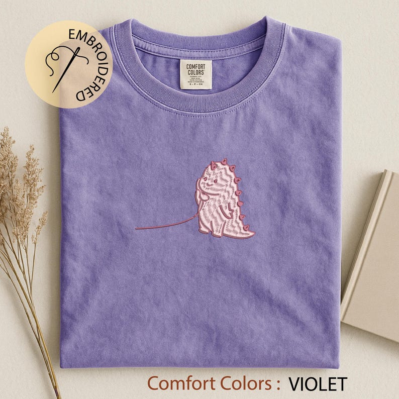 Dino Couple Embroidered T-shirt - Matching Valentine Shirt - Kawaii Love Gift