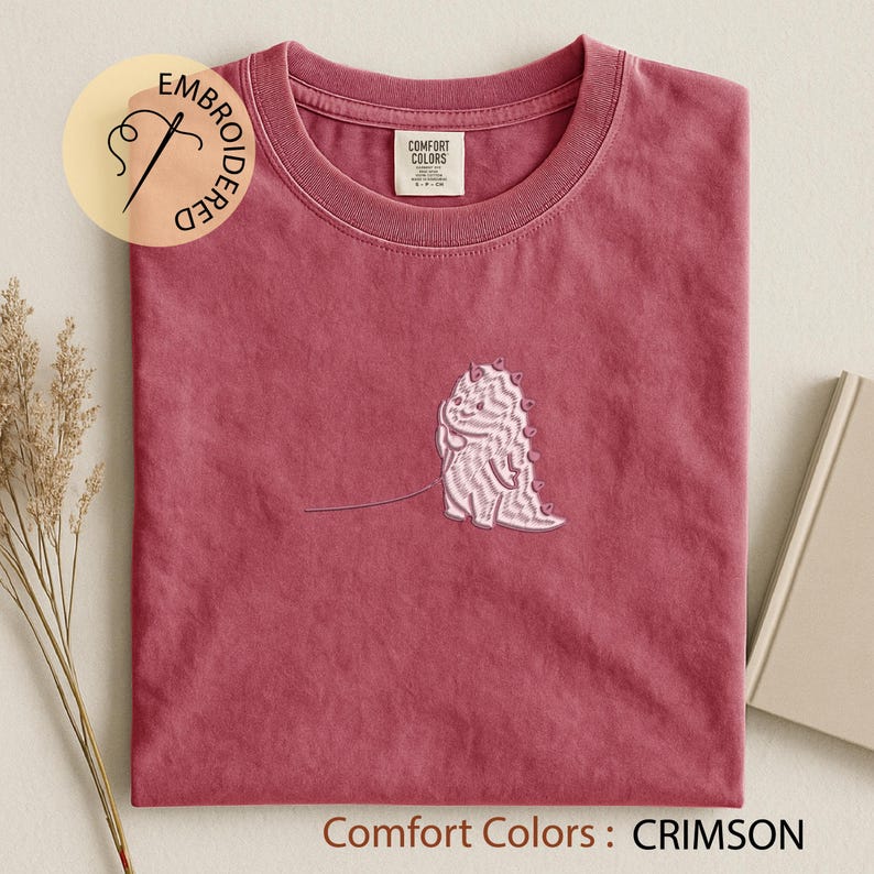 Dino Couple Embroidered T-shirt - Matching Valentine Shirt - Kawaii Love Gift
