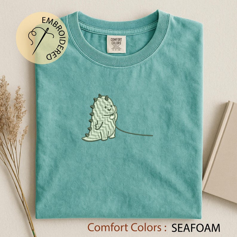 Dino Couple Embroidered T-shirt - Matching Valentine Shirt - Kawaii Love Gift