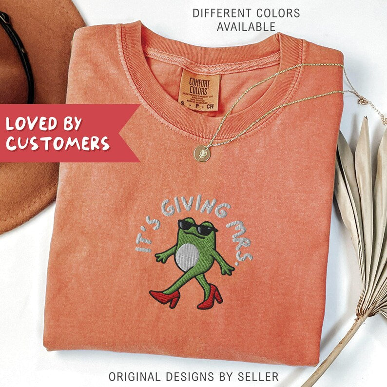 Embroidered Frog Bride Comfort Colors Shirt, Funny Gift for Bride - B-12-Center