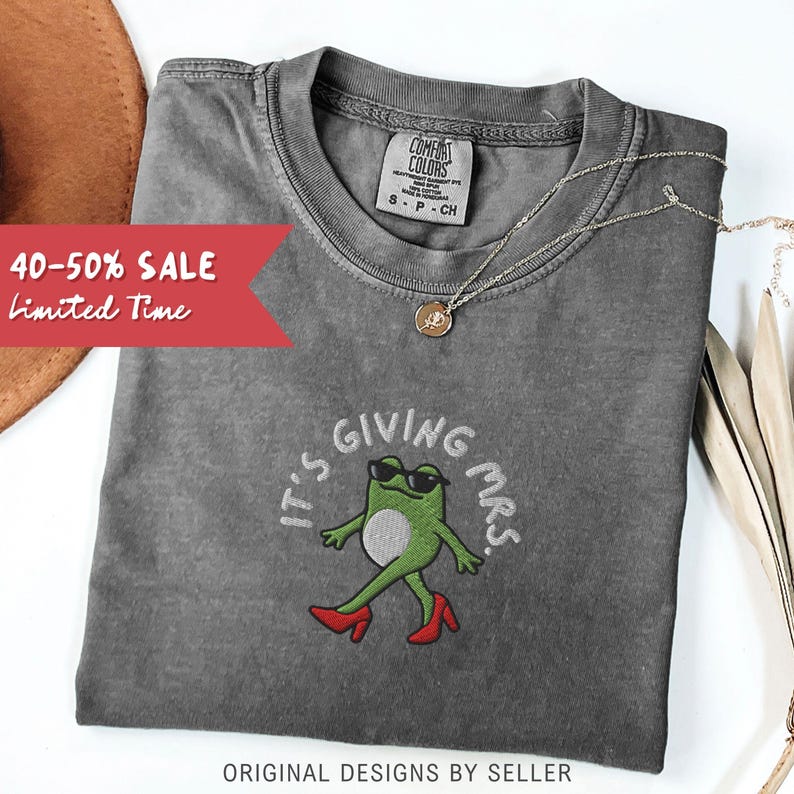 Embroidered Frog Bride Comfort Colors Shirt, Funny Gift for Bride - B-12-Center