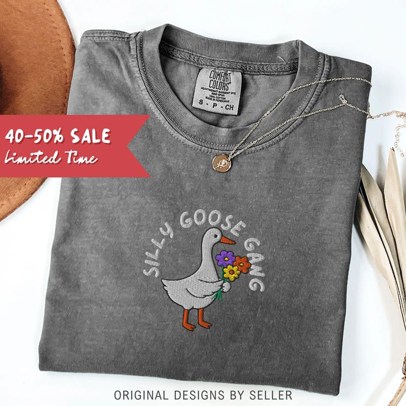 Embroidered Funny Bridesmaid Silly Goose Comfort Colors Shirt - B-18-Center