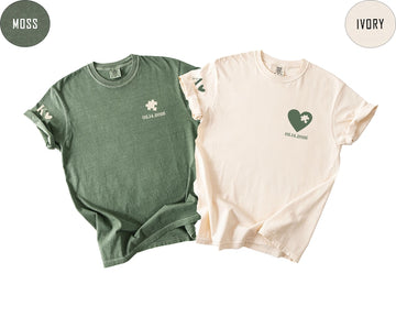 Custom Heart and Puzzle Piece Shirt, Comfort Colors® Couple Matching T-shirt, Heart Custom Shirt, Valentines Day Gift, Anniversary Gift