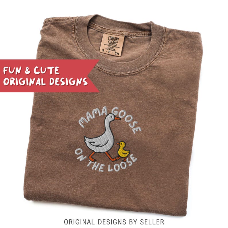 Embroidered Mama Goose Comfort Colors Shirt, New Mom Gift - F-13-Center