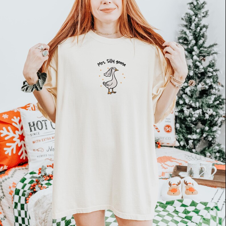 Comfort Colors Shirt, Embroidery Mrs Silly Goose Shirt, Funny Goose Shirt, Married Couple Matching Shirt, Bride Shirt, Wedding Gift Shirt