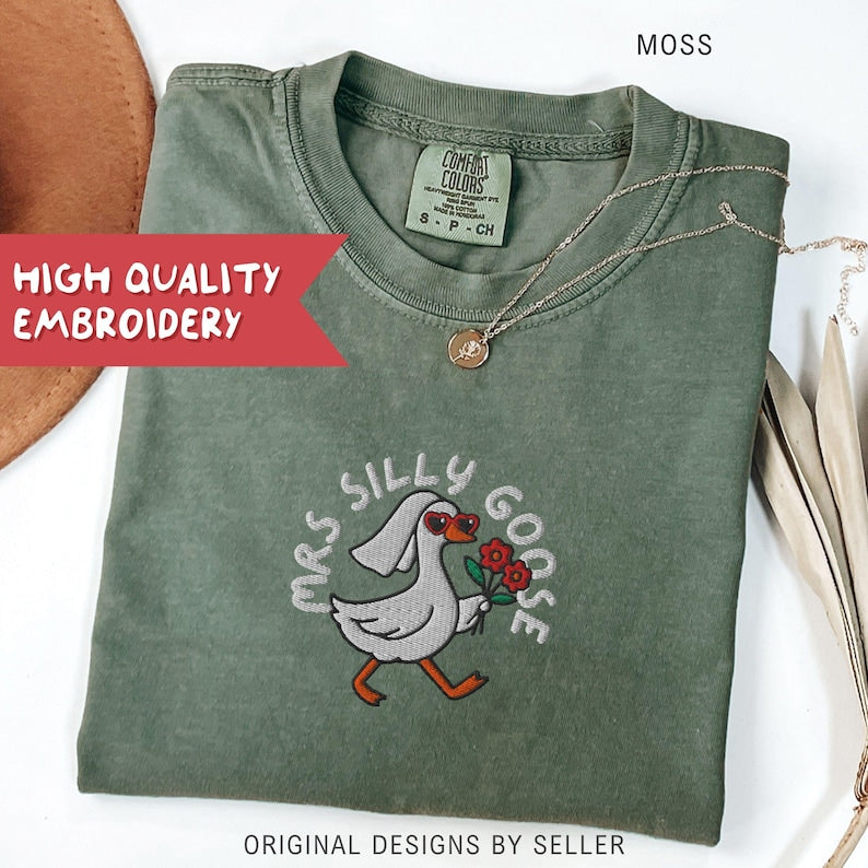 Embroidered Comfort Colors Silly Goose Bride Shirt, Gift for Bride