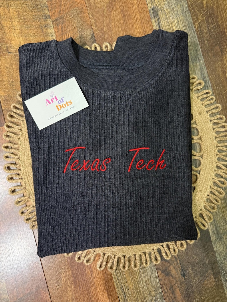 Custom Embroidered Waffle Knit Corded Crewneck Sweatshirt