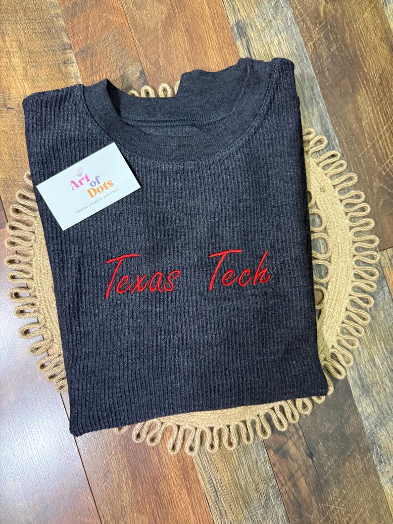 Custom Embroidered Waffle Knit Corded Crewneck Sweatshirt