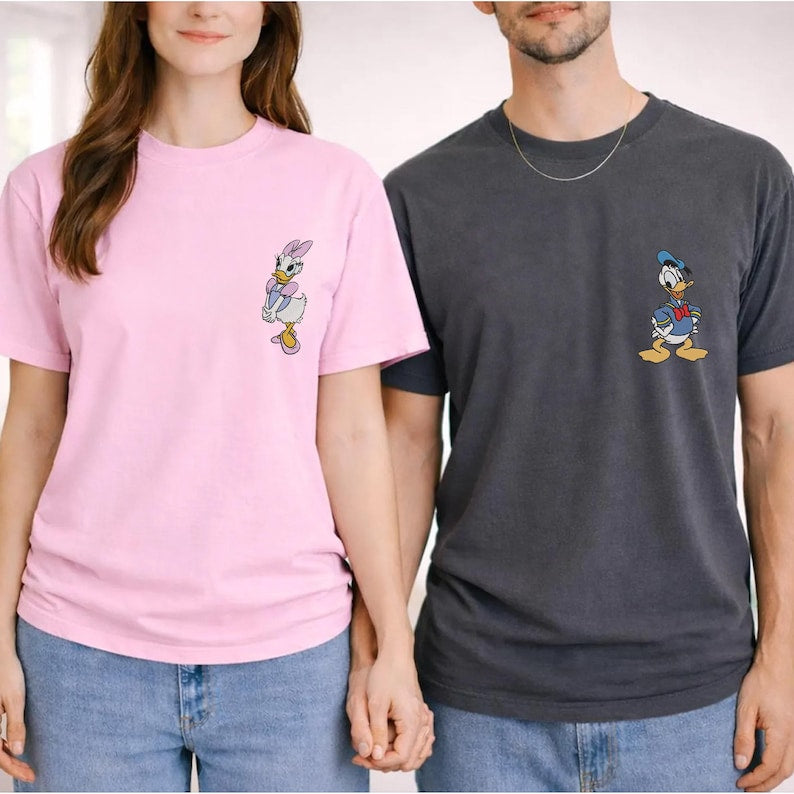 Disney Couple Embroidery Matching Shirts Disney Donald Duck Daisy Duck Comfort Colors Embroidered Shirts Disney Family Trip Disneyworld
