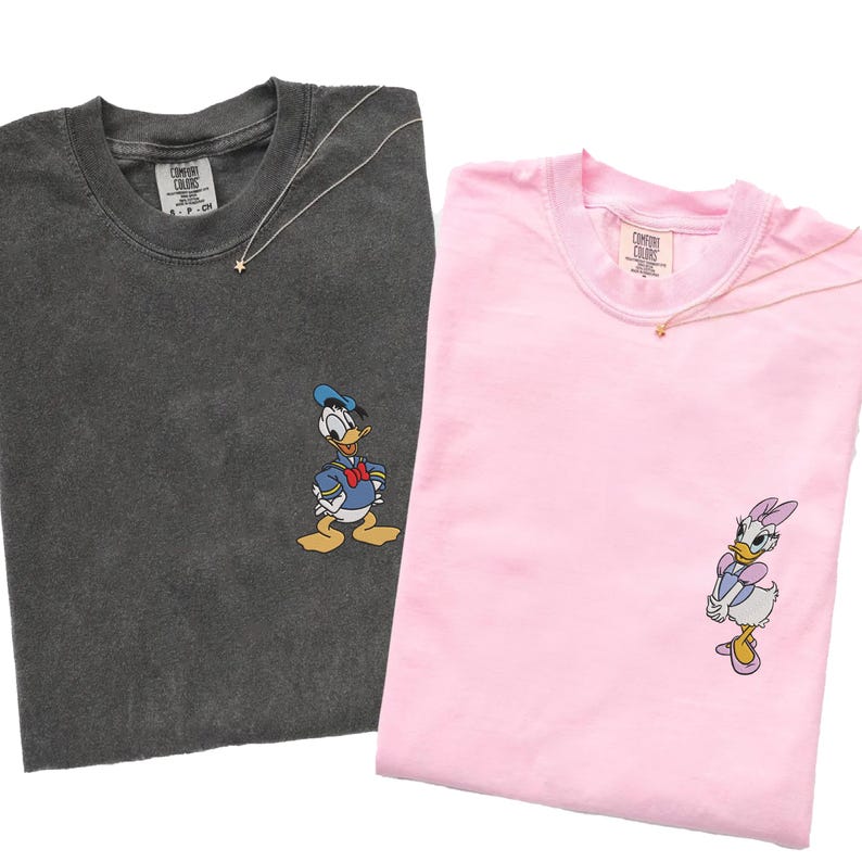 Disney Couple Embroidery Matching Shirts Disney Donald Duck Daisy Duck Comfort Colors Embroidered Shirts Disney Family Trip Disneyworld