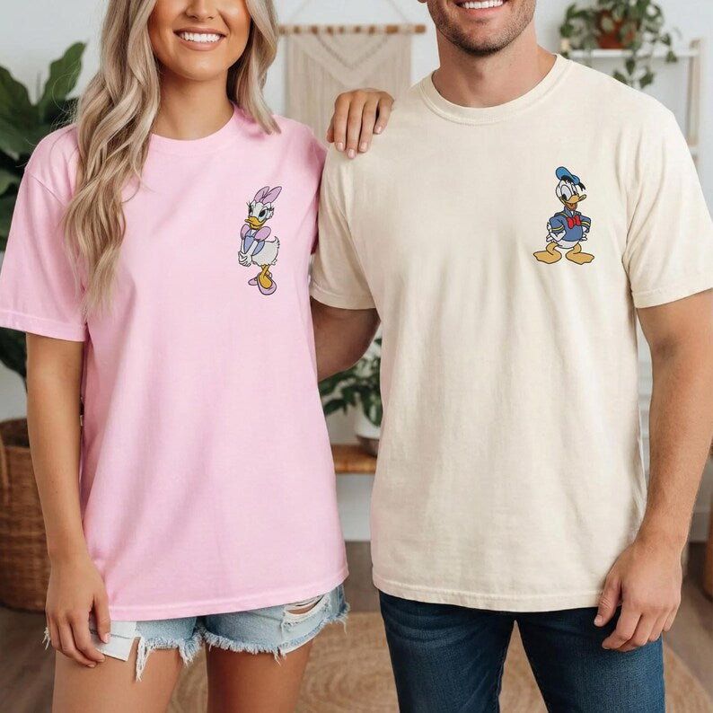 Disney Couple Embroidery Matching Shirts Disney Donald Duck Daisy Duck Comfort Colors Embroidered Shirts Disney Family Trip Disneyworld