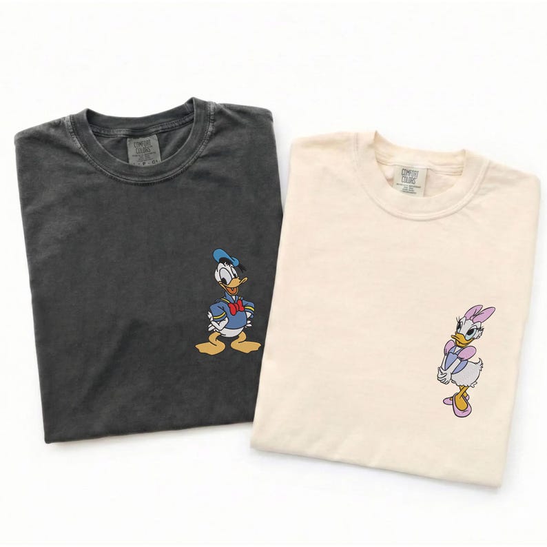 Disney Couple Embroidery Matching Shirts Disney Donald Duck Daisy Duck Comfort Colors Embroidered Shirts Disney Family Trip Disneyworld