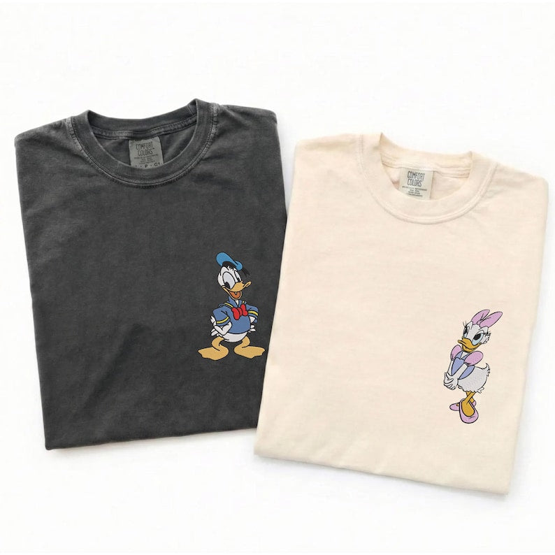 Disney Couple Embroidery Matching Shirts Disney Donald Duck Daisy Duck Comfort Colors Embroidered Shirts Disney Family Trip Disneyworld