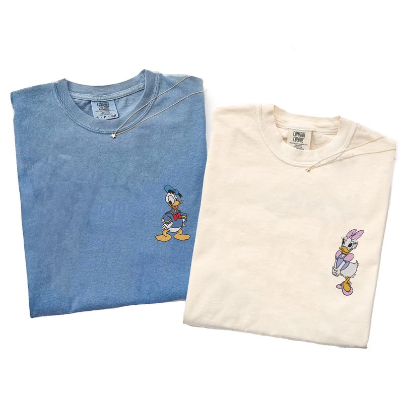 Disney Couple Embroidery Matching Shirts Disney Donald Duck Daisy Duck Comfort Colors Embroidered Shirts Disney Family Trip Disneyworld