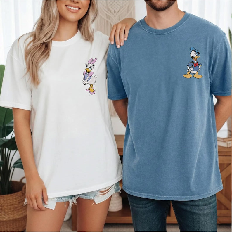 Disney Couple Embroidery Matching Shirts Disney Donald Duck Daisy Duck Comfort Colors Embroidered Shirts Disney Family Trip Disneyworld