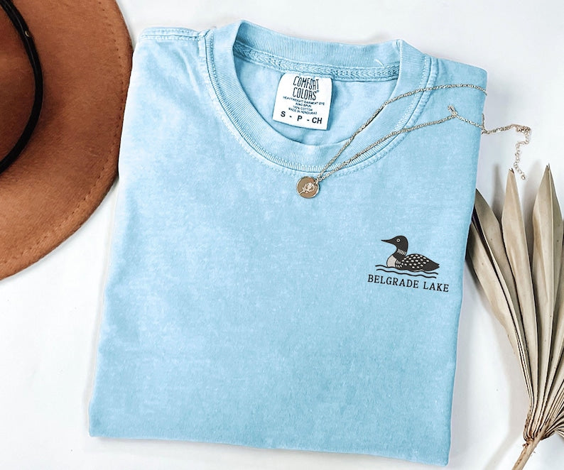 PERSONALIZED Embroidered LOON t shirt Lake Comfort Colors loons Unisex Embroidery custom Maine camp cabin vacation mom gift holiday pond dad