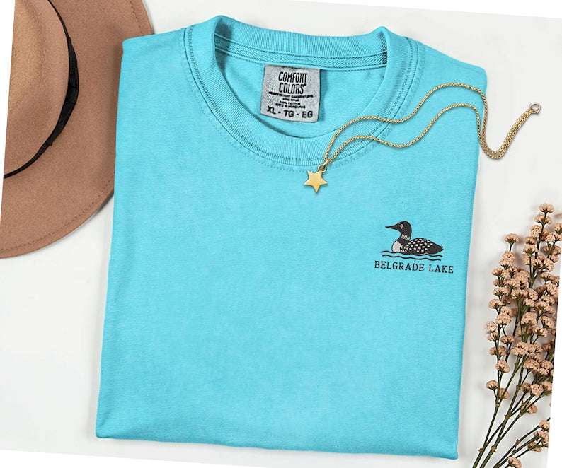 PERSONALIZED Embroidered LOON t shirt Lake Comfort Colors loons Unisex Embroidery custom Maine camp cabin vacation mom gift holiday pond dad