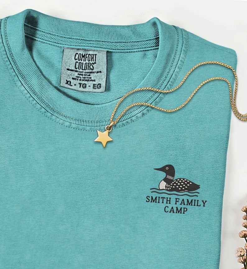 PERSONALIZED Embroidered LOON t shirt Lake Comfort Colors loons Unisex Embroidery custom Maine camp cabin vacation mom gift holiday pond dad