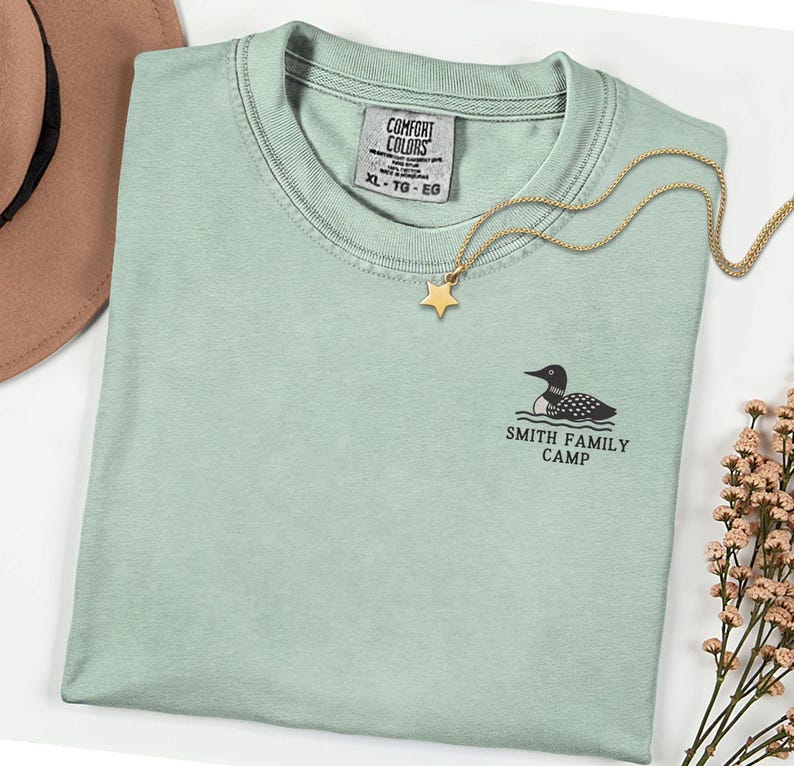 PERSONALIZED Embroidered LOON t shirt Lake Comfort Colors loons Unisex Embroidery custom Maine camp cabin vacation mom gift holiday pond dad